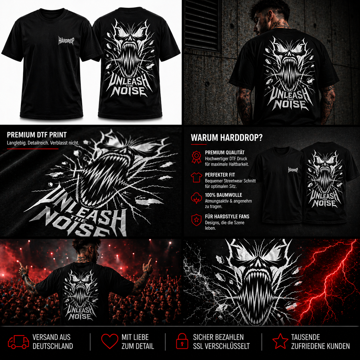 „Unleash The Noise“ T-Shirt– Hardcore Streetwear Backprint