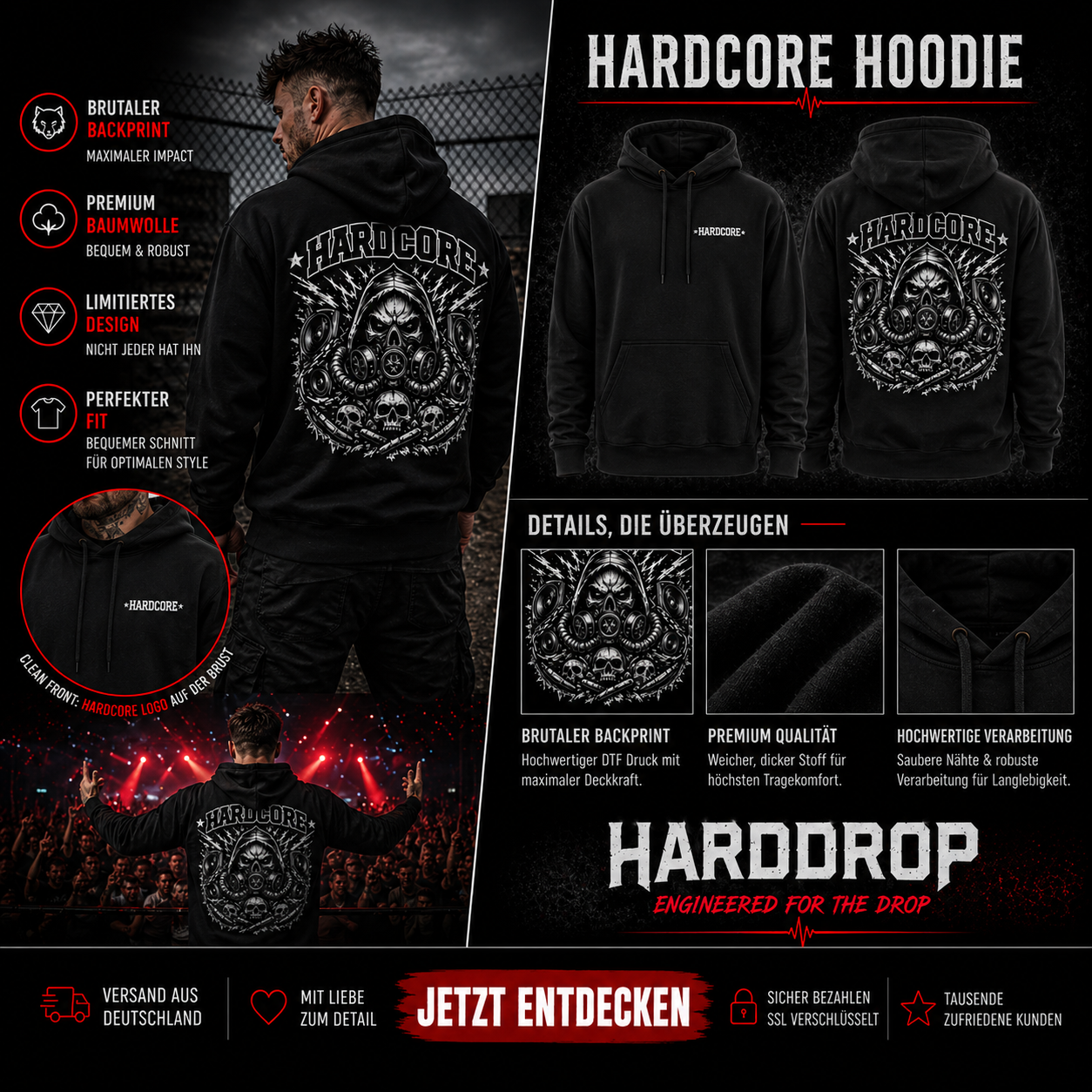 Hardcore Acid – Backprint Hardcore Hoodie
