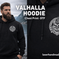 Schwarzer Zip Hoodie mit Wikinger Rückenprint "See You in Valhalla" – Viking Streetwear für Biker und Festival Fans | Laserhandmade