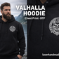 Schwarzer Zip Hoodie mit Wikinger Rückenprint "See You in Valhalla" – Viking Streetwear für Biker und Festival Fans | Laserhandmade
