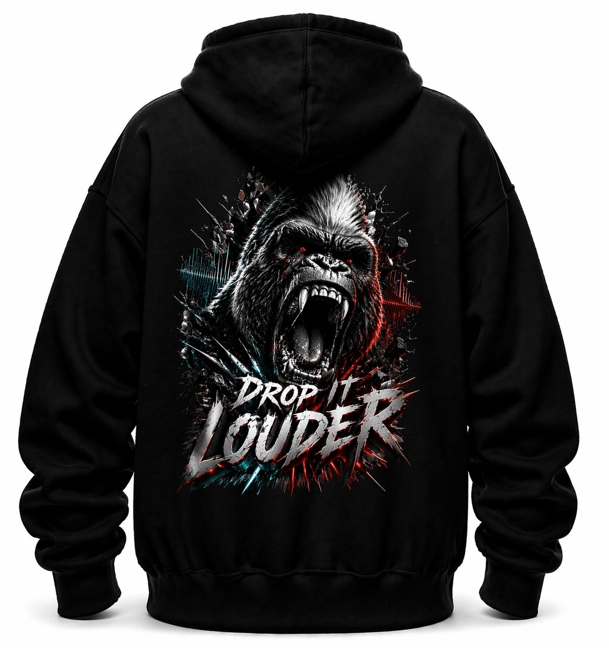 HARDDROP DROP IT LOUDER Hardstyle Hoodie Gorilla Backprint Rückseite