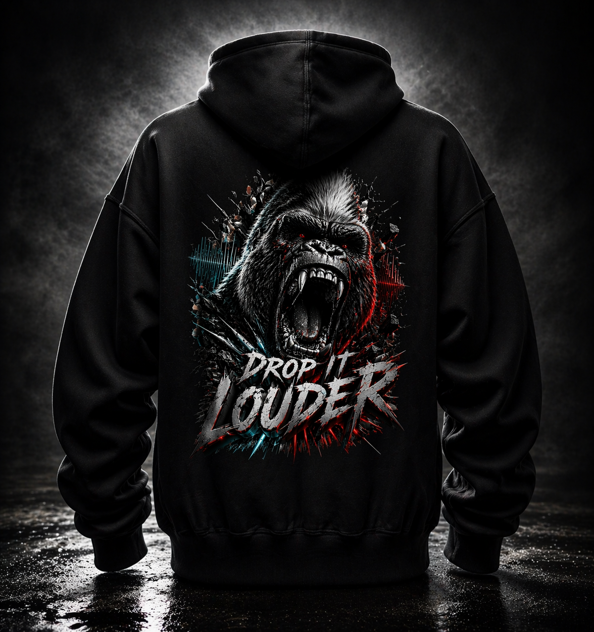 HARDDROP DROP IT LOUDER Hoodie Gorilla Rückenprint Studioaufnahme