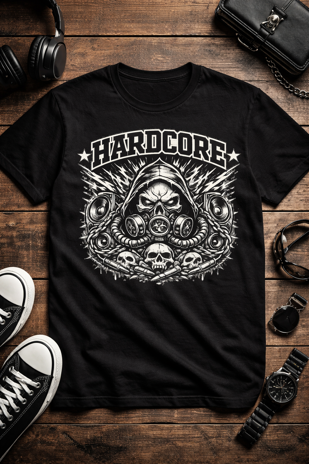 Hardcore Acid Backprint Streetwear T-Shirt schwarz – Produktansicht
Hardcore Acid Backprint Streetwear T-Shirt schwarz – Model Rückenansicht
