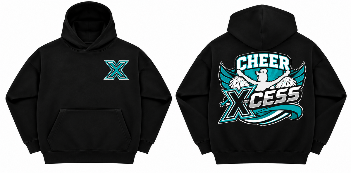 Cheer X-Cess Hoodie Schwarz – Vorder- und Rückseite
