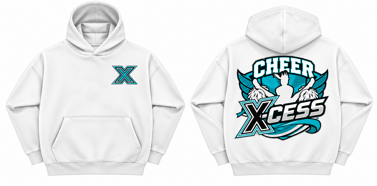 Cheer X-Cess Hoodie Weiß – Vorder- und Rückseite