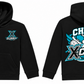 Cheer X-Cess Kinder-Hoodie Schwarz – Vorder- und Rückseite mit Beispielname