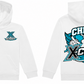 Cheer X-Cess Kinder-Hoodie Weiß – Vorder- und Rückseite mit Beispielname