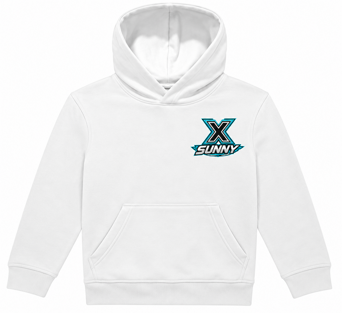 Cheer X-Cess Kinder-Hoodie Weiß – Vorderansicht mit Beispielname