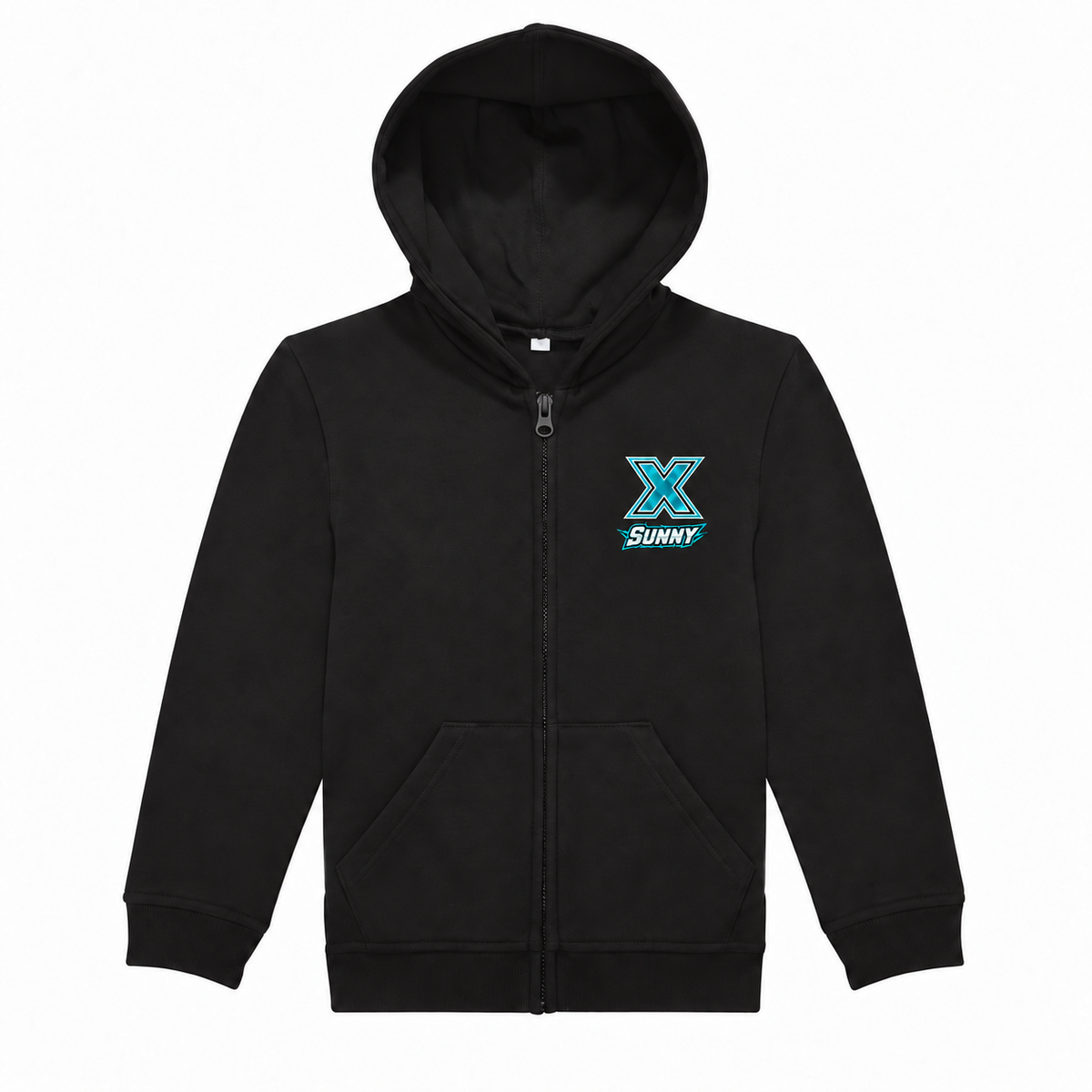 Cheer X-Cess Kinder-Kapuzenjacke – Schwarz – Vorderseite mit Beispielnamen