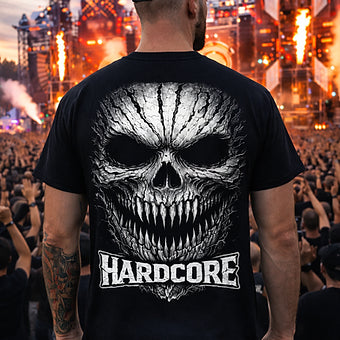 Schwarzes T-Shirt mit Horror Treeface Motiv – Hardcore Streetwear DTF-Druck für Festivals, Raves und Clubs | Laserhandmade