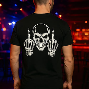 Schwarzes T-Shirt mit Skull Motiv – DTF-Druck Streetwear für Festivals, Clubs und den Alltag | Laserhandmade