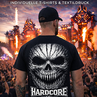 Schwarzes T-Shirt mit Horror Treeface Motiv – Hardcore Streetwear DTF-Druck für Festivals, Raves und Clubs | Laserhandmade