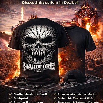 Schwarzes T-Shirt mit Horror Treeface Motiv – Hardcore Streetwear DTF-Druck für Festivals, Raves und Clubs | Laserhandmade
