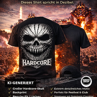 HARDDROP Hardcore Treeface T-Shirt mit Horror Backprint – Hardcore Streetwear