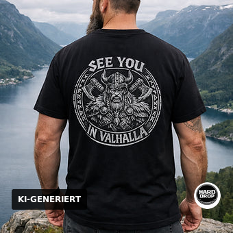 HARDDROP See You in Valhalla T-Shirt mit Viking Backprint – Valhalla Streetwear