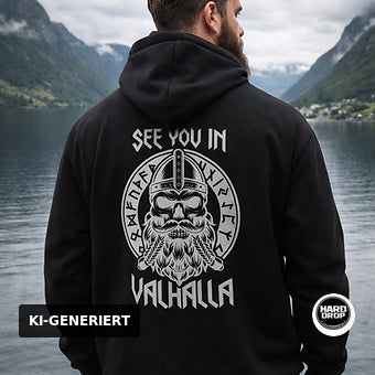 HARDDROP See You in Valhalla Zip Hoodie mit Viking Backprint – Valhalla Streetwear