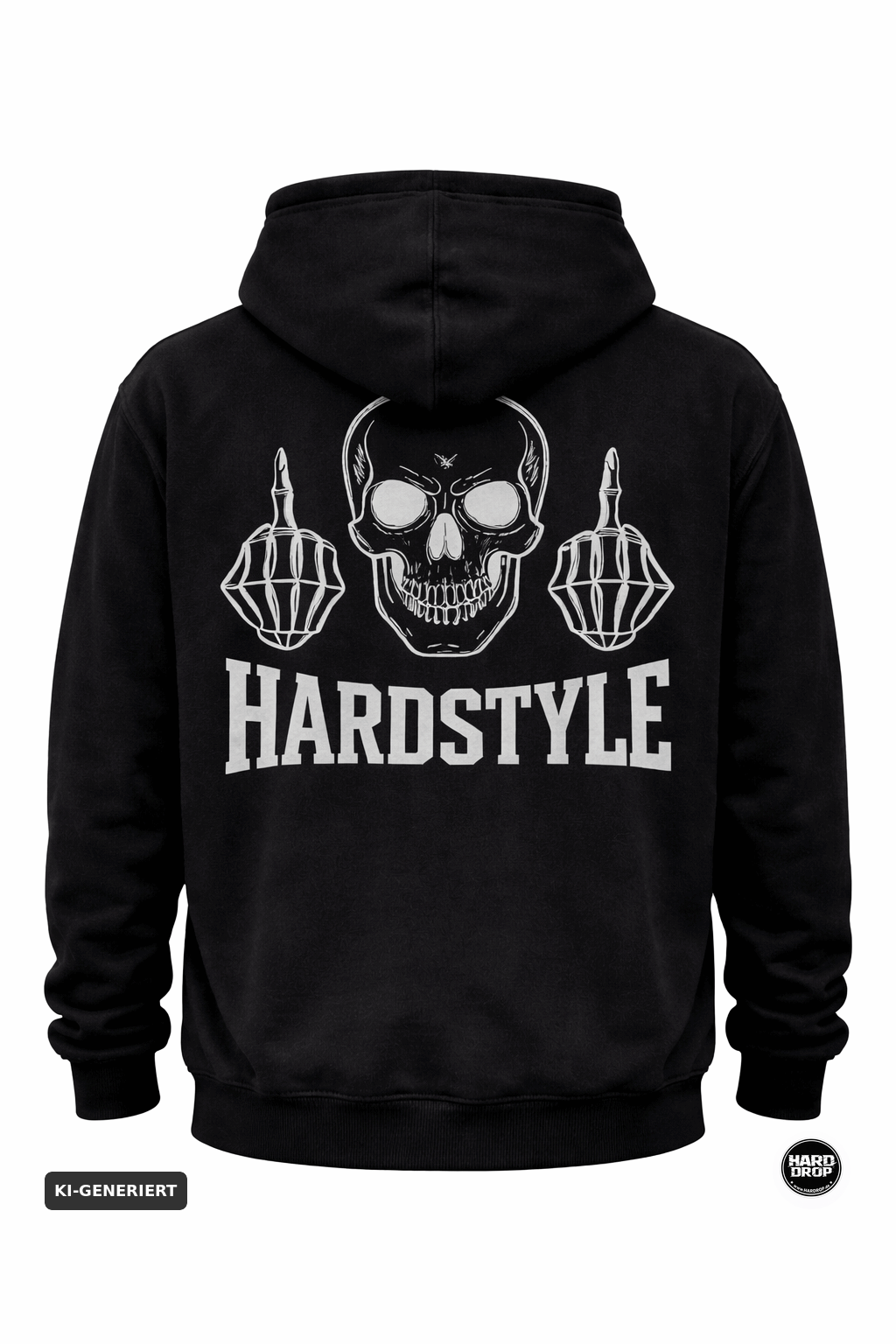 HARDDROP Hardstyle Skull Hoodie mit Backprint – Hardstyle Streetwear