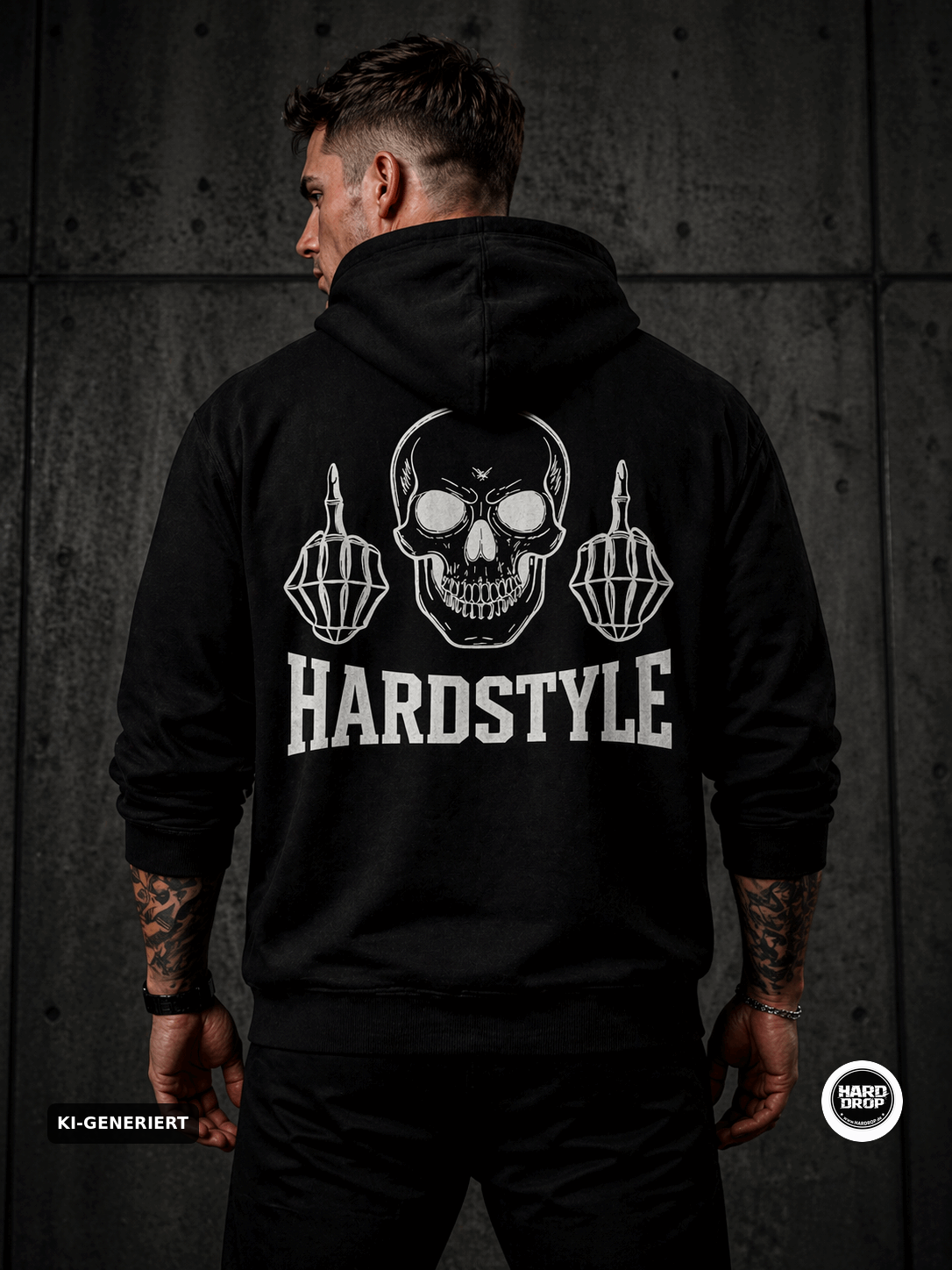HARDDROP Hardstyle Skull Hoodie – Hardstyle Festival Streetwear Produktansicht