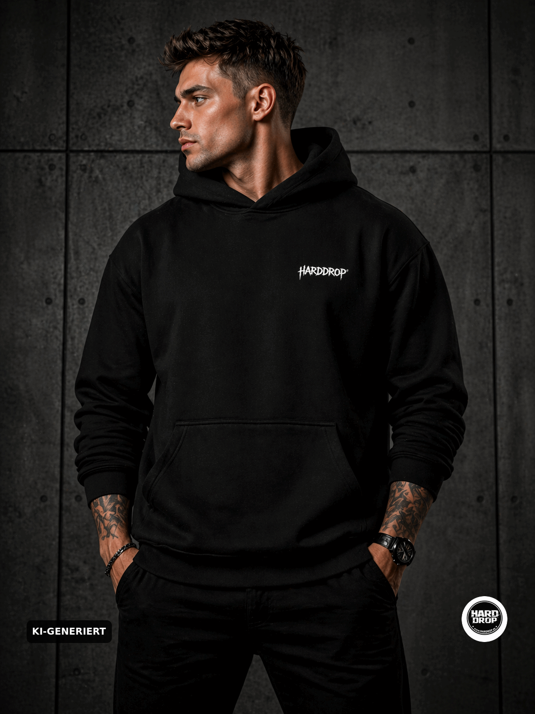 HARDDROP Hardstyle Skull Hoodie – Hardstyle Festival Streetwear Produktansicht