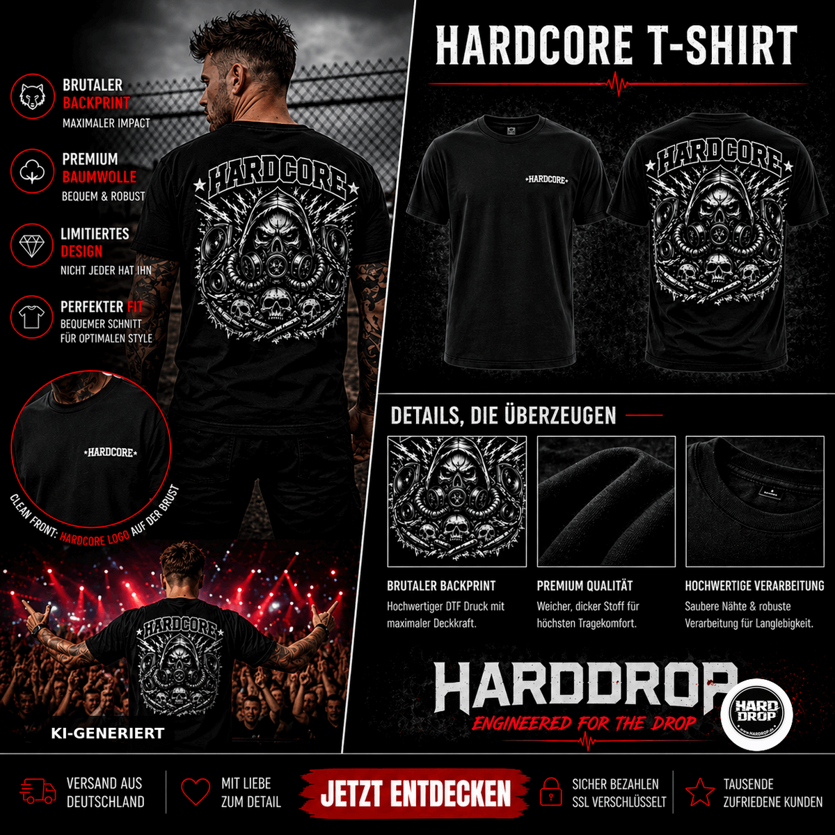 HARDDROP Hardcore Acid T-Shirt – Festival Streetwear Produktansicht