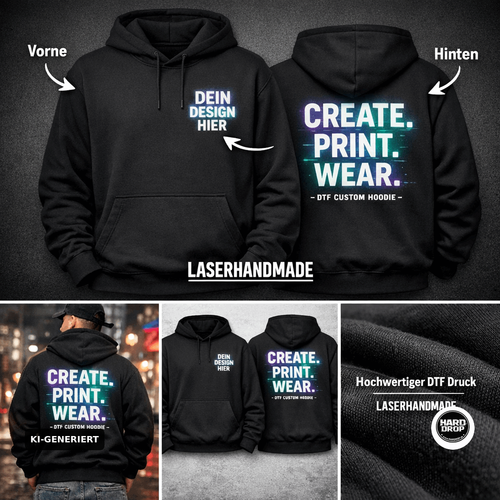 HARDDROP Hoodie mit eigenem Design – personalisierter DTF-Druck