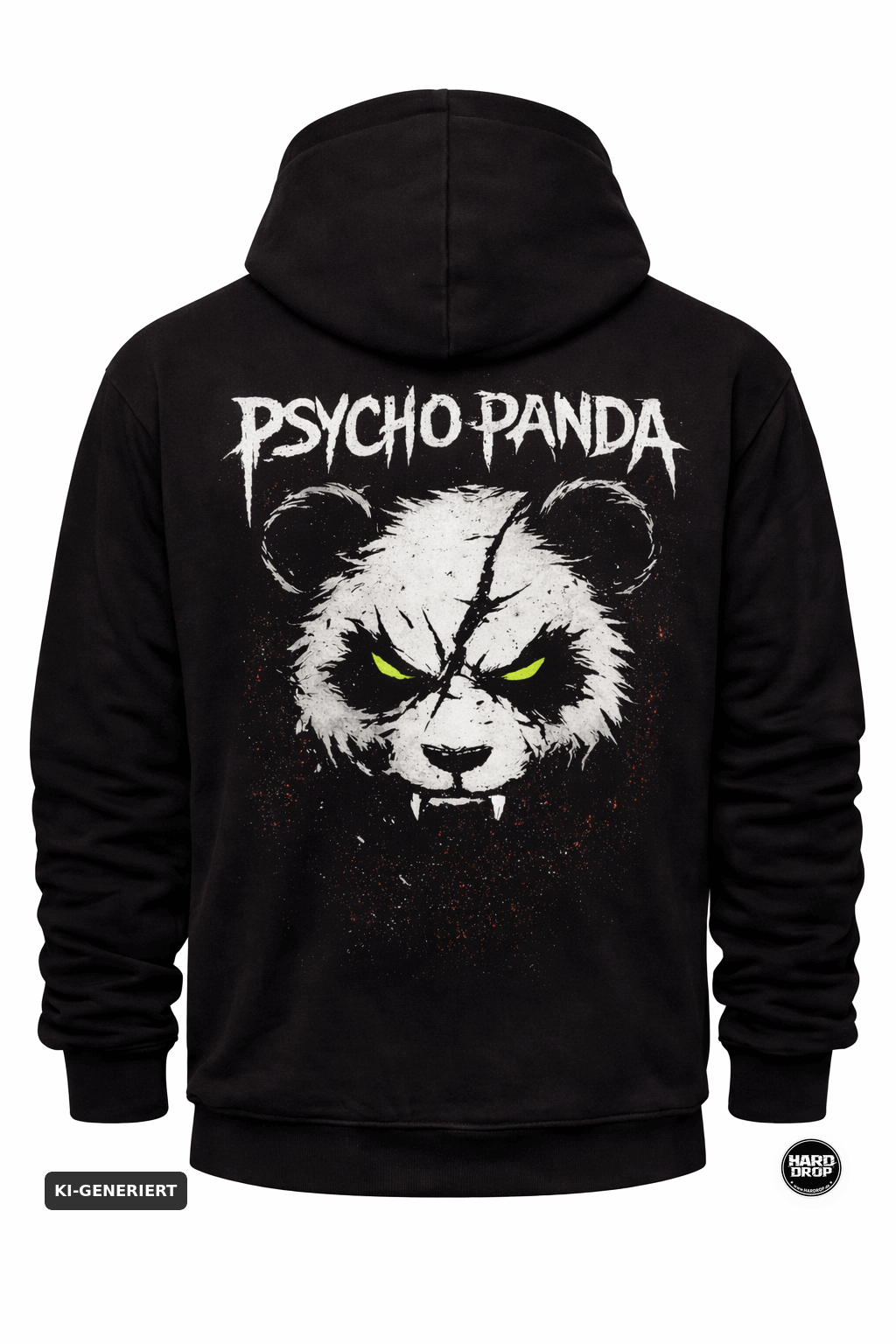HARDDROP Psycho Panda Hoodie mit Backprint – Hardcore Hardstyle Streetwear
