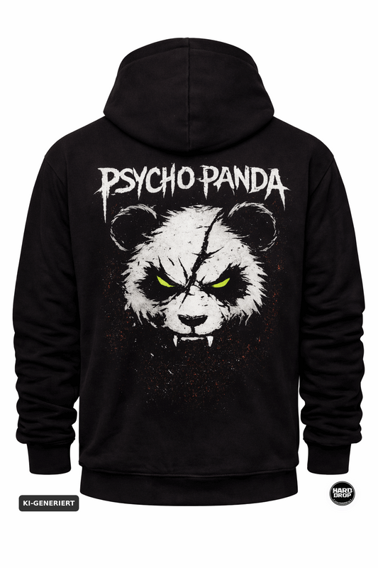 HARDDROP Psycho Panda Hoodie mit Backprint – Hardcore Hardstyle Streetwear
