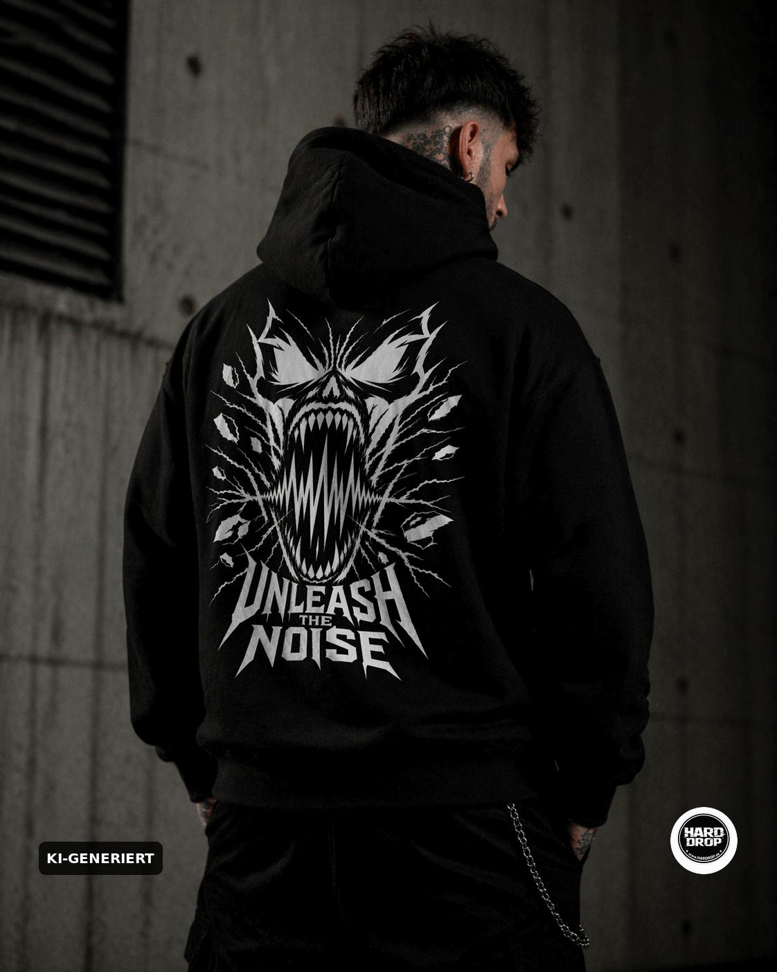 HARDDROP Unleash The Noise Hoodie mit Backprint – Hardcore Streetwear