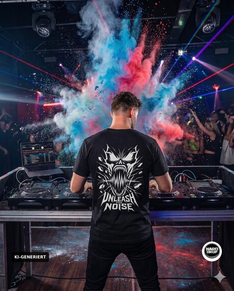 HARDDROP Unleash The Noise T-Shirt mit Backprint – Hardcore Streetwear