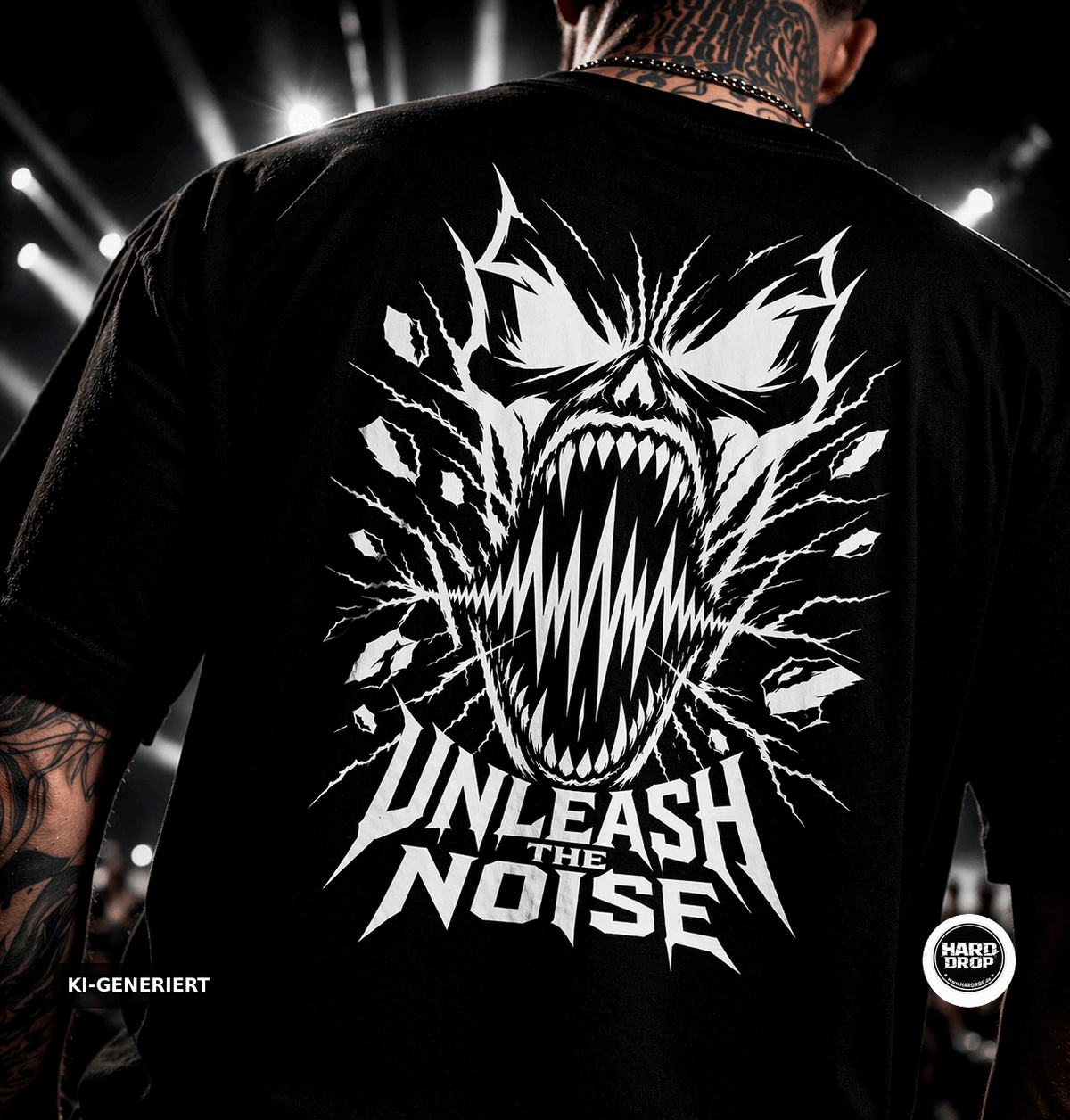 HARDDROP Unleash The Noise T-Shirt – Festival Streetwear Produktansicht