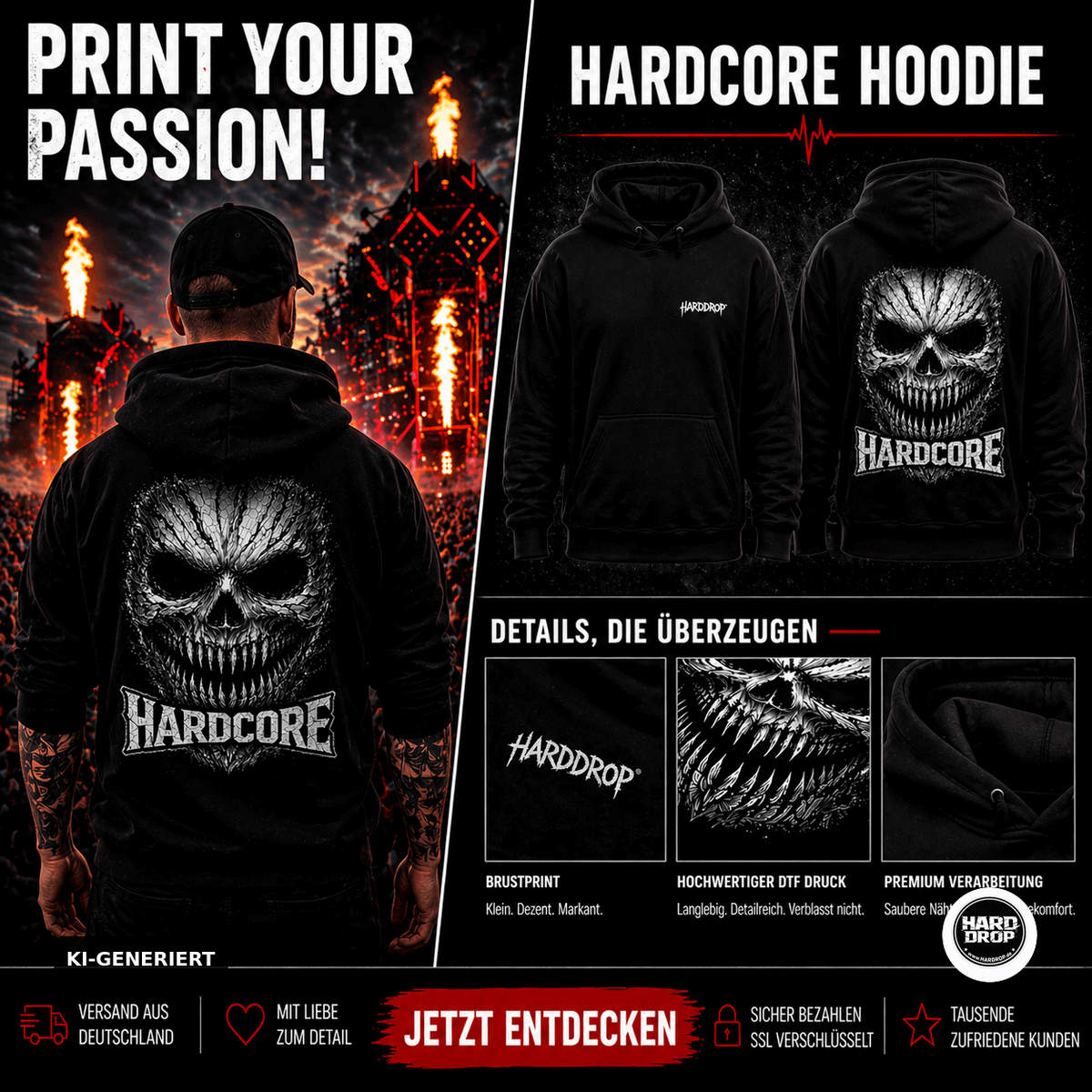 HARDDROP Festival Bundle – Hardcore Acid T-Shirt und Treeface Hoodie