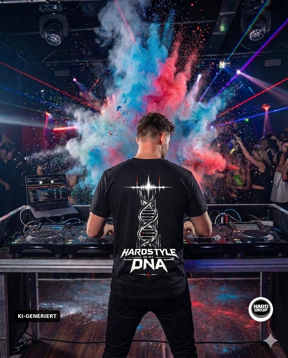 HARDDROP Hardstyle In My DNA T-Shirt mit Backprint – Hardstyle Streetwear
