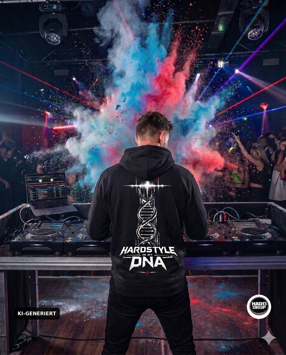 HARDDROP Hardstyle In My DNA Hoodie mit Backprint – Hardstyle Streetwear