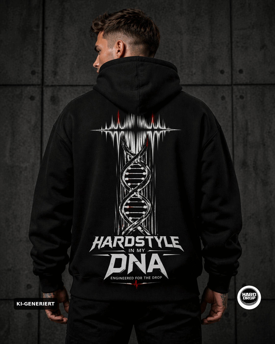 HARDDROP Hardstyle In My DNA Hoodie mit Backprint – Hardstyle Streetwear