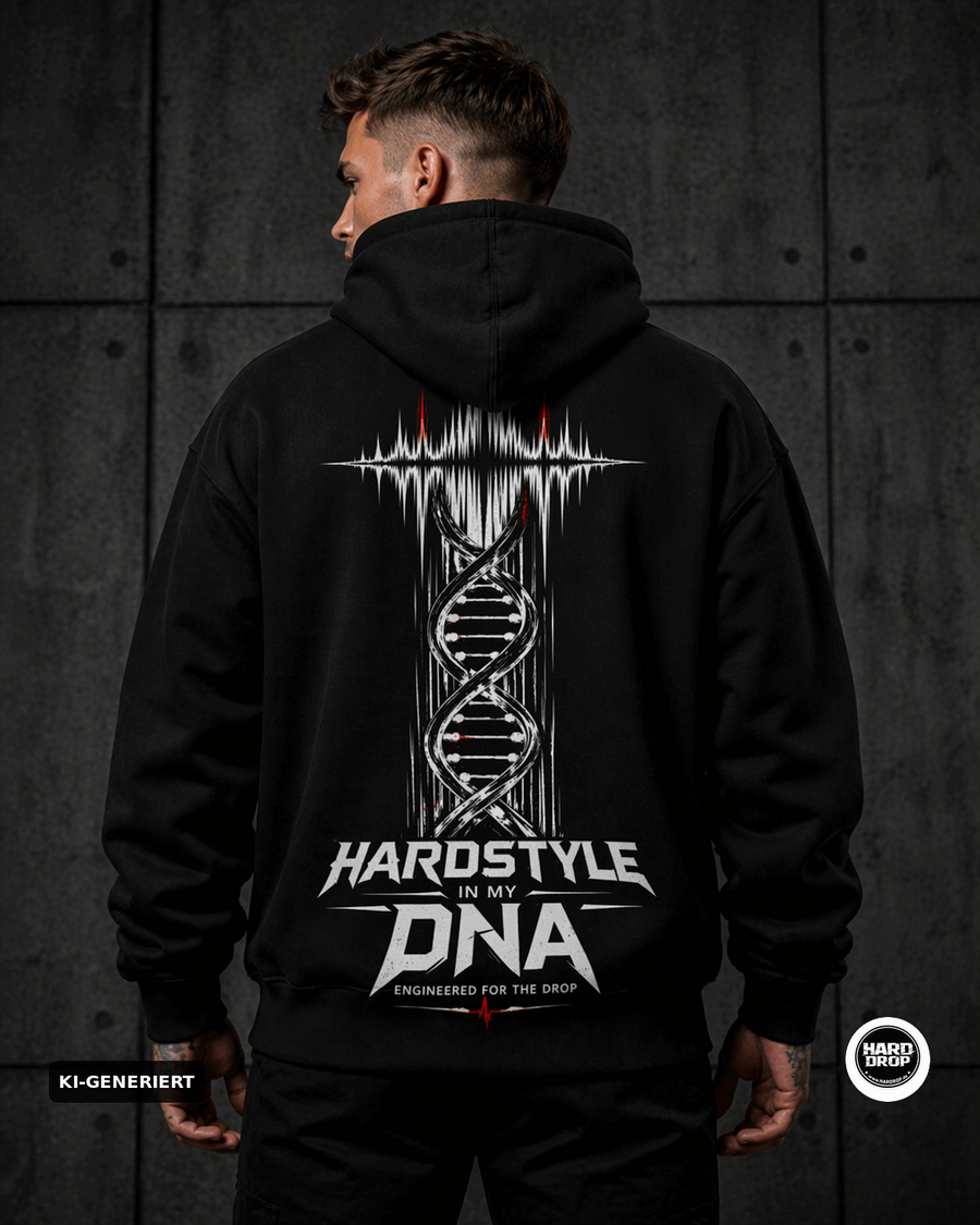 HARDDROP Hardstyle In My DNA Hoodie mit Backprint – Hardstyle Streetwear
